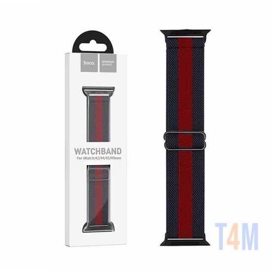 Bracelete de Nylon Elástico Hoco WA04 Fashion Series (42/44/45/49 mm) para iWatch Preto e Vermelho
